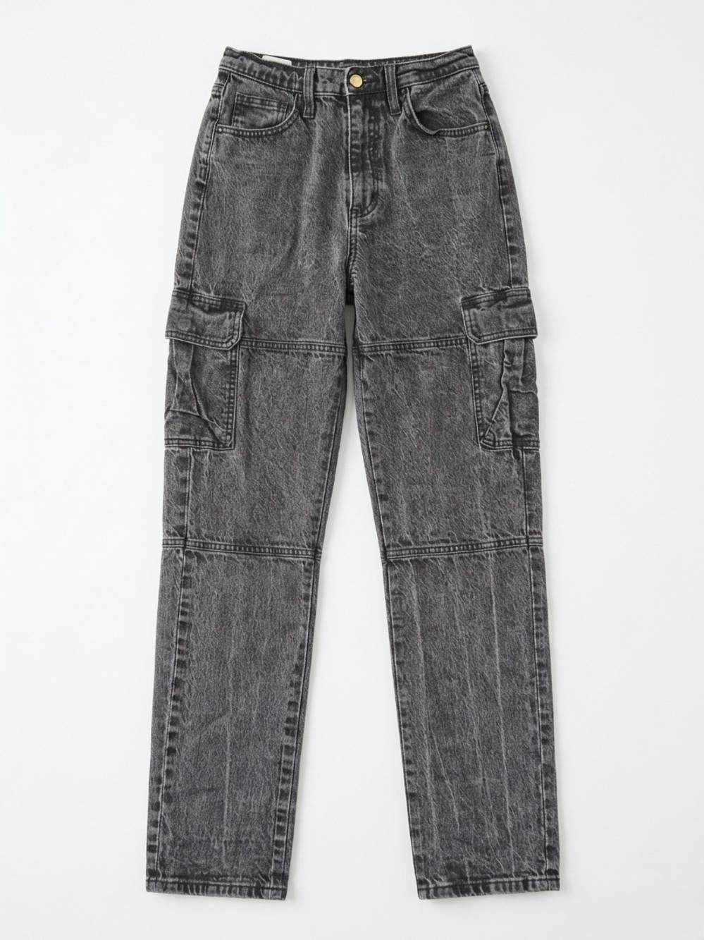 Universal Thread High Rise 90s Straight Cargo Jeans Gray Acid Wash4R